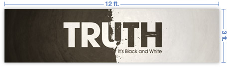 12x3 Horizontal Church Banner of Black And White