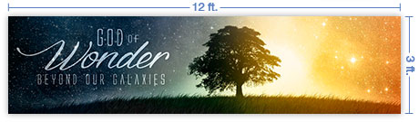 12x3 Horizontal Church Banner of God of Wonder