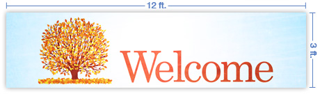 12x3 Horizontal Church Banner of Welcome - Fall