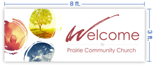 8x3 Horizontal Church Banner of Welcome - Paint Swirls